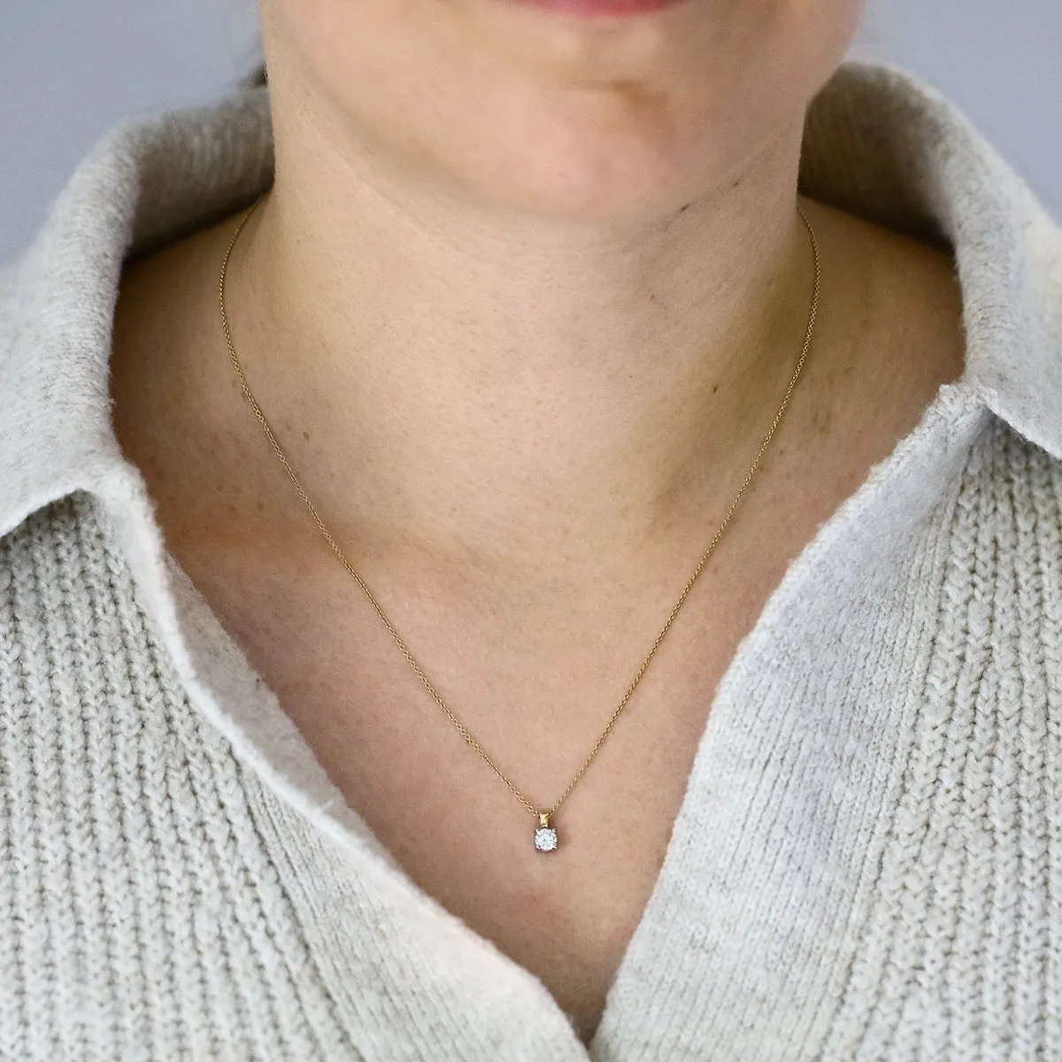 0.29ct Brilliant Cut Diamond Rubover Pendant | Pre-Loved | 9K Yellow Gold