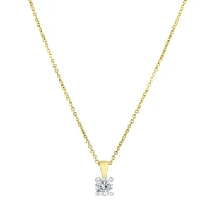 0.29ct Brilliant Cut Diamond Rubover Pendant | Pre-Loved | 9K Yellow Gold
