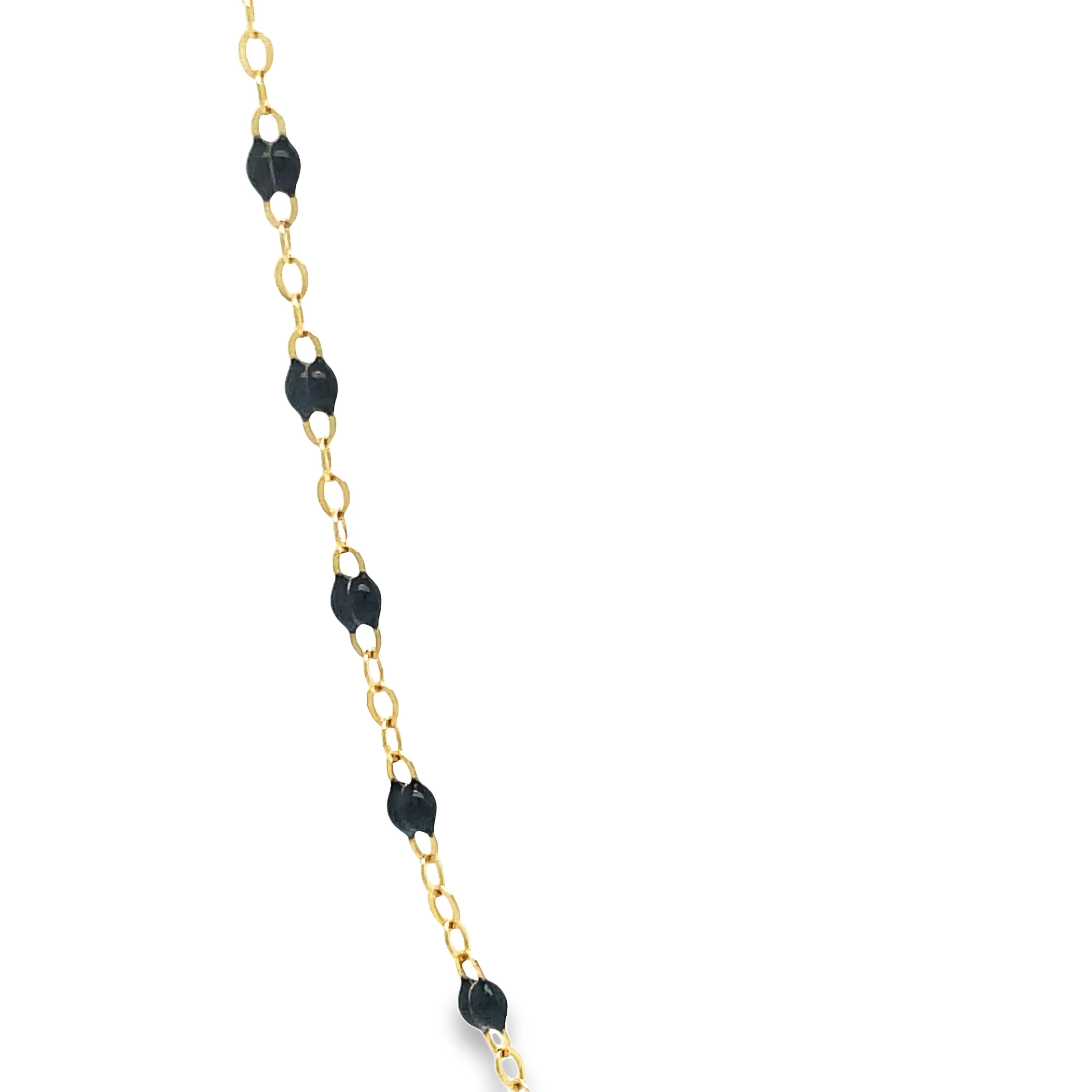 18k Yellow Gold Gray Enamel Necklace 18"