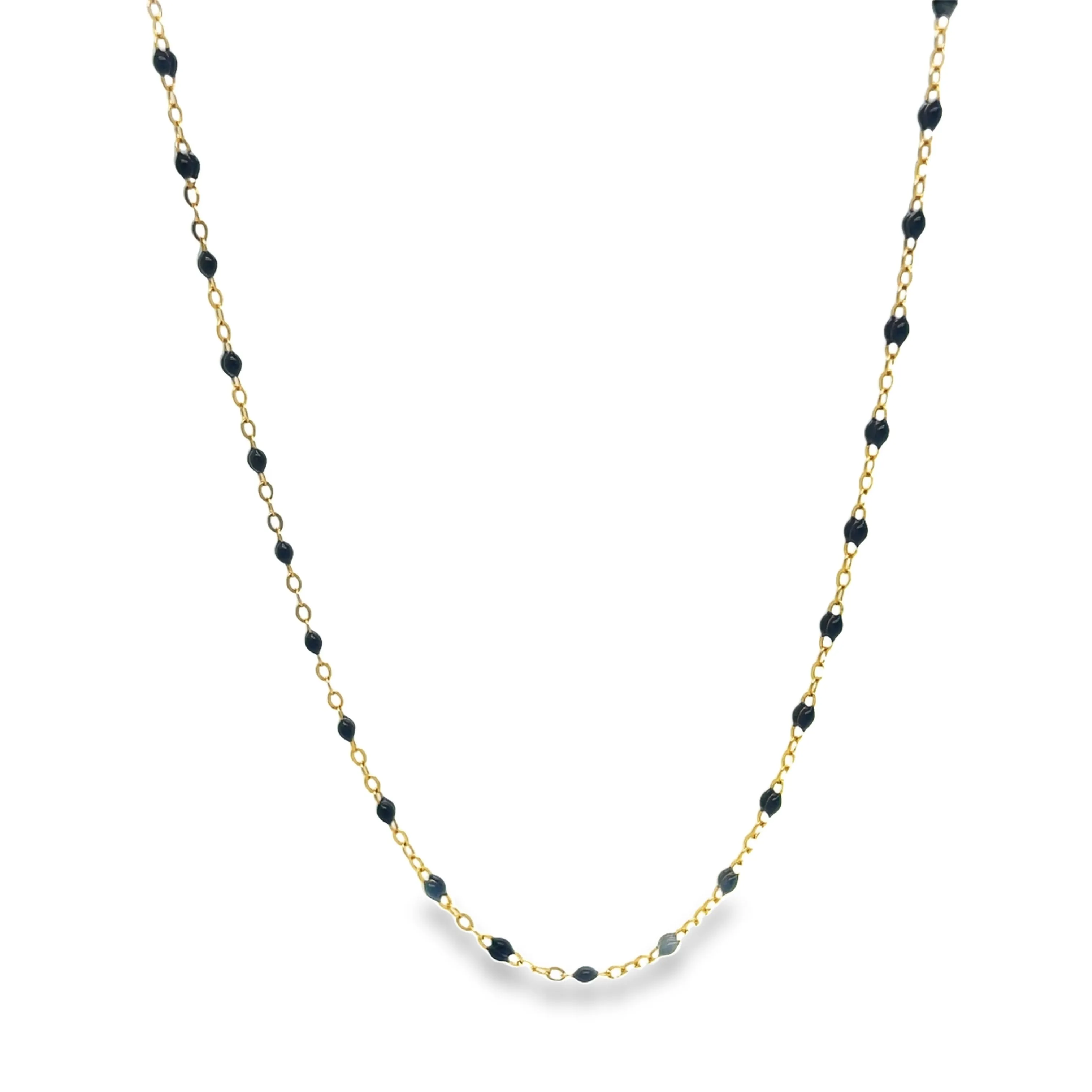 18k Yellow Gold Gray Enamel Necklace 18"