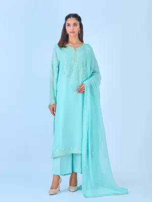 3 Piece - Embroidered Chiffon Suit S109940