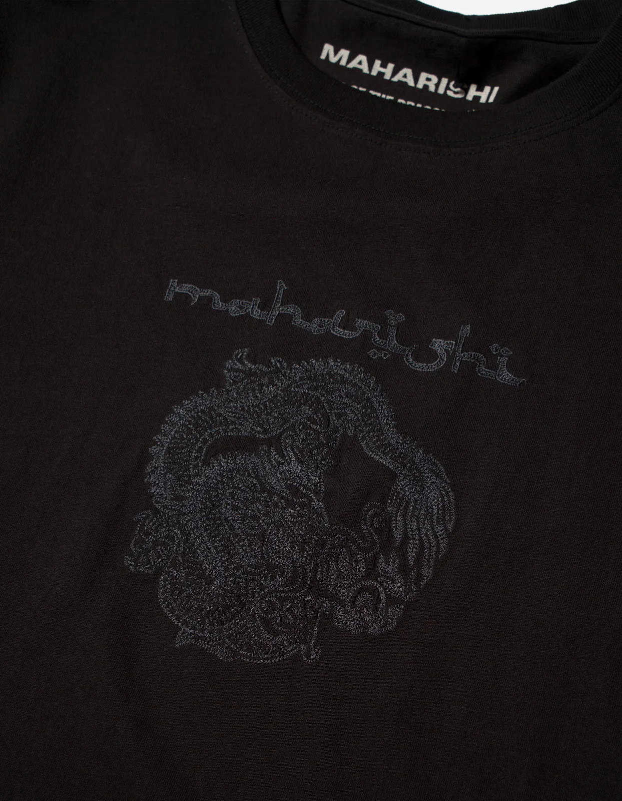 5242 Thar Dragon Embroidered T-Shirt Black