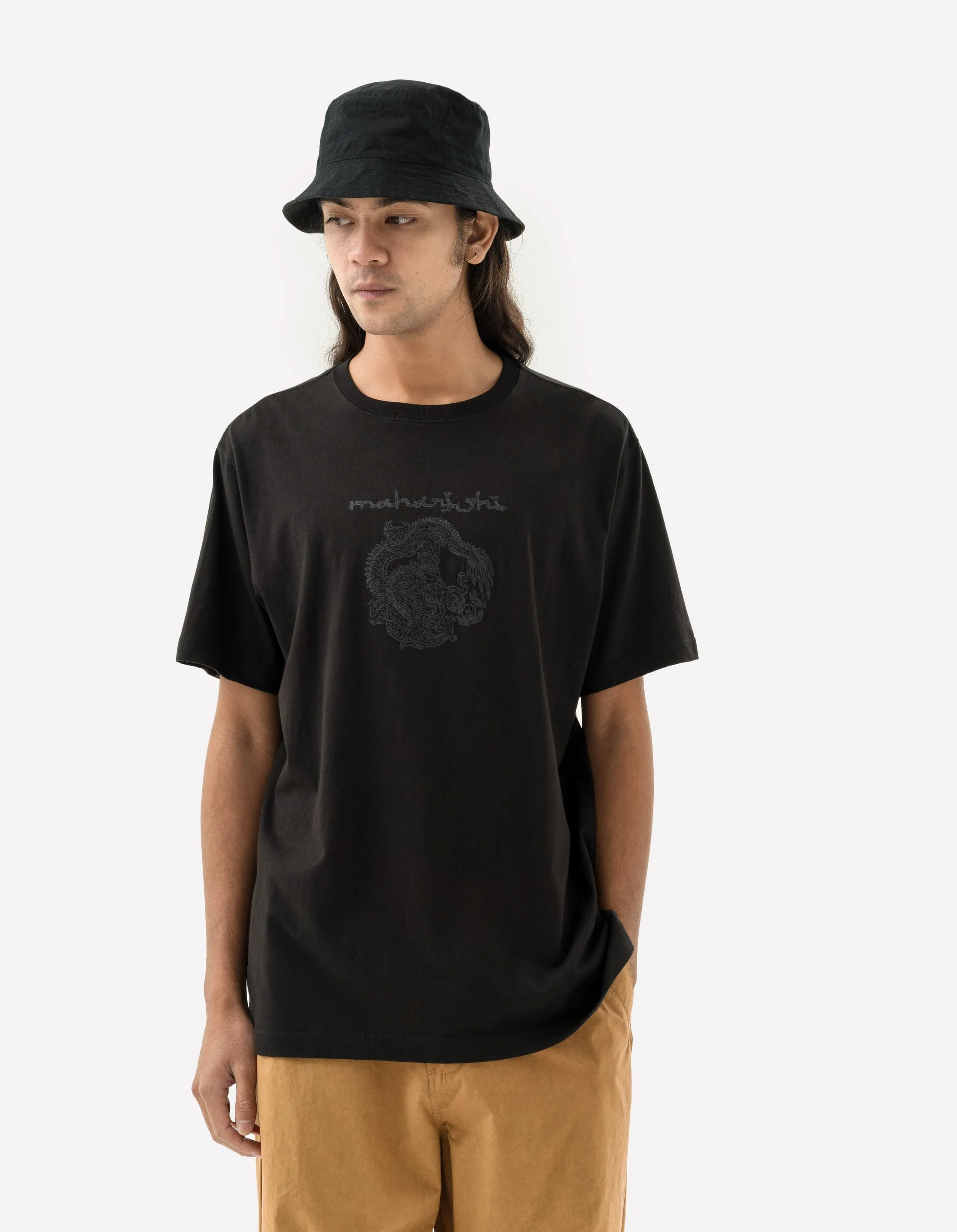 5242 Thar Dragon Embroidered T-Shirt Black