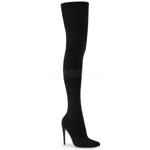 5" Heel Black Stretch Pull-On Thigh High Boots*