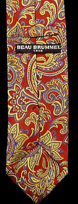 Beau Brummel Red, Gold & Blue Paisley Woven Silk Tie