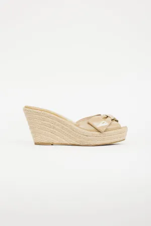Beige Patent Espadrille Bow Sandal