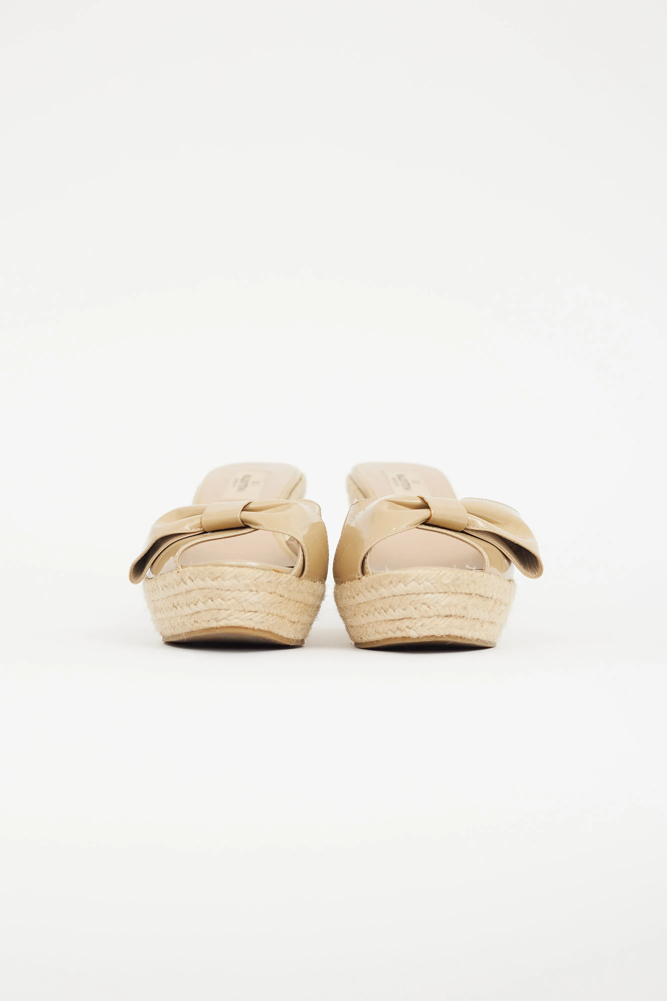 Beige Patent Espadrille Bow Sandal