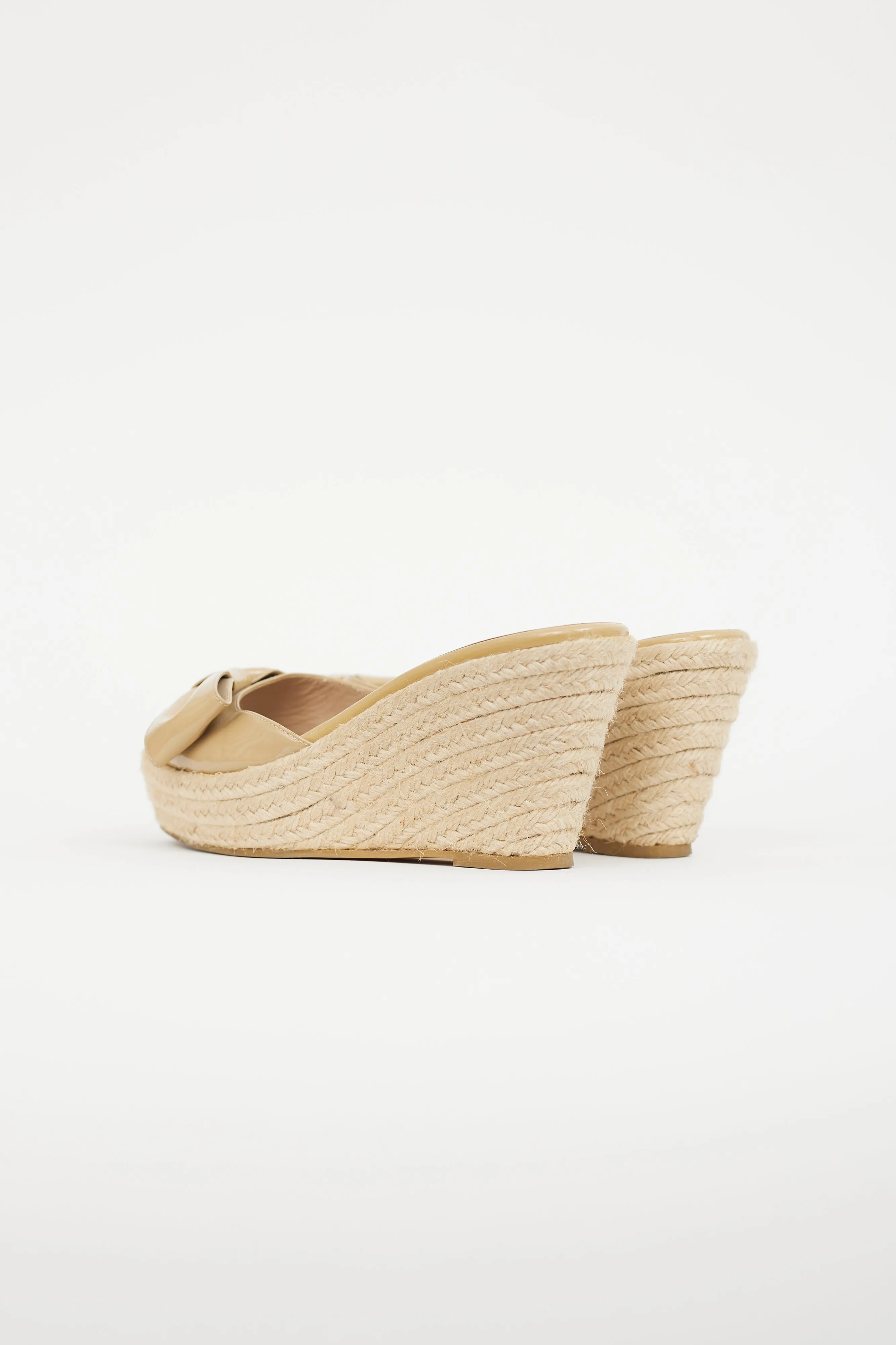 Beige Patent Espadrille Bow Sandal