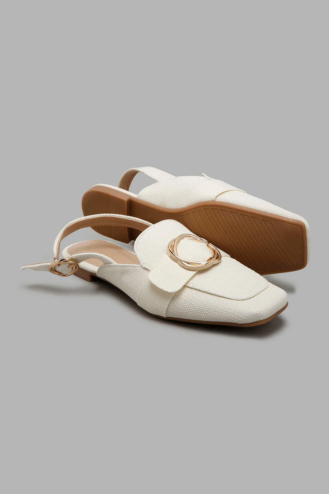 Beige Slingback Loafer With Trim