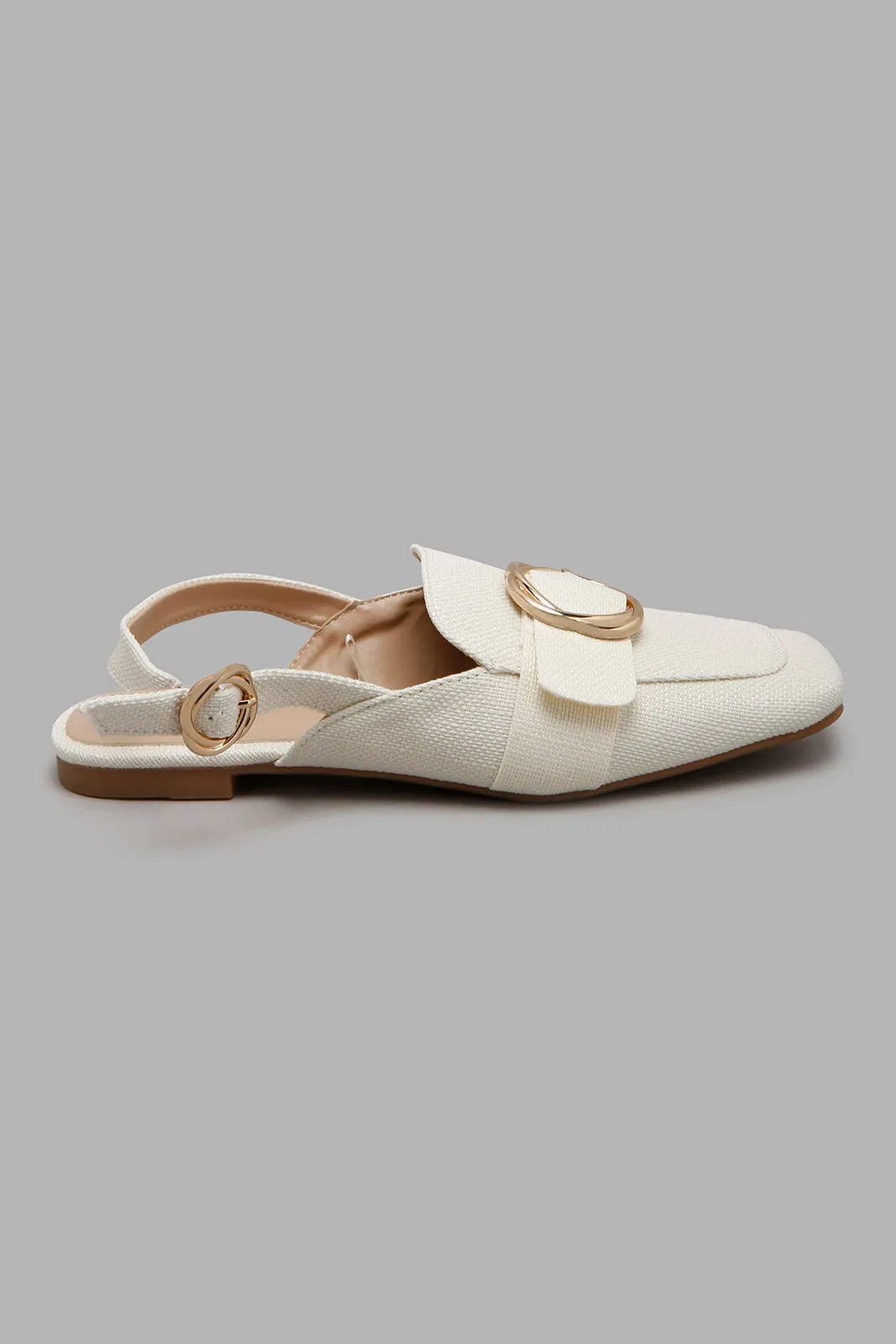 Beige Slingback Loafer With Trim