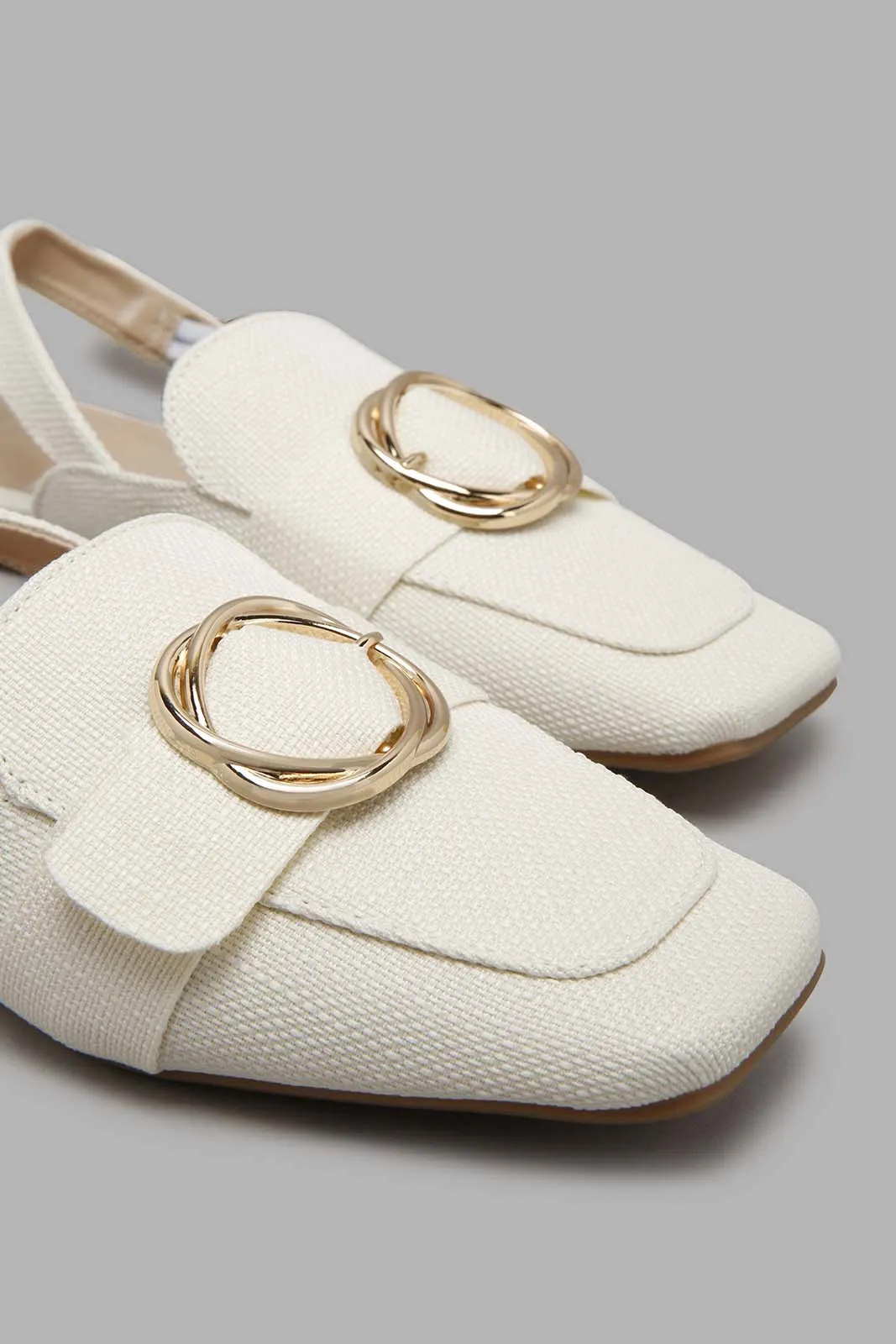Beige Slingback Loafer With Trim