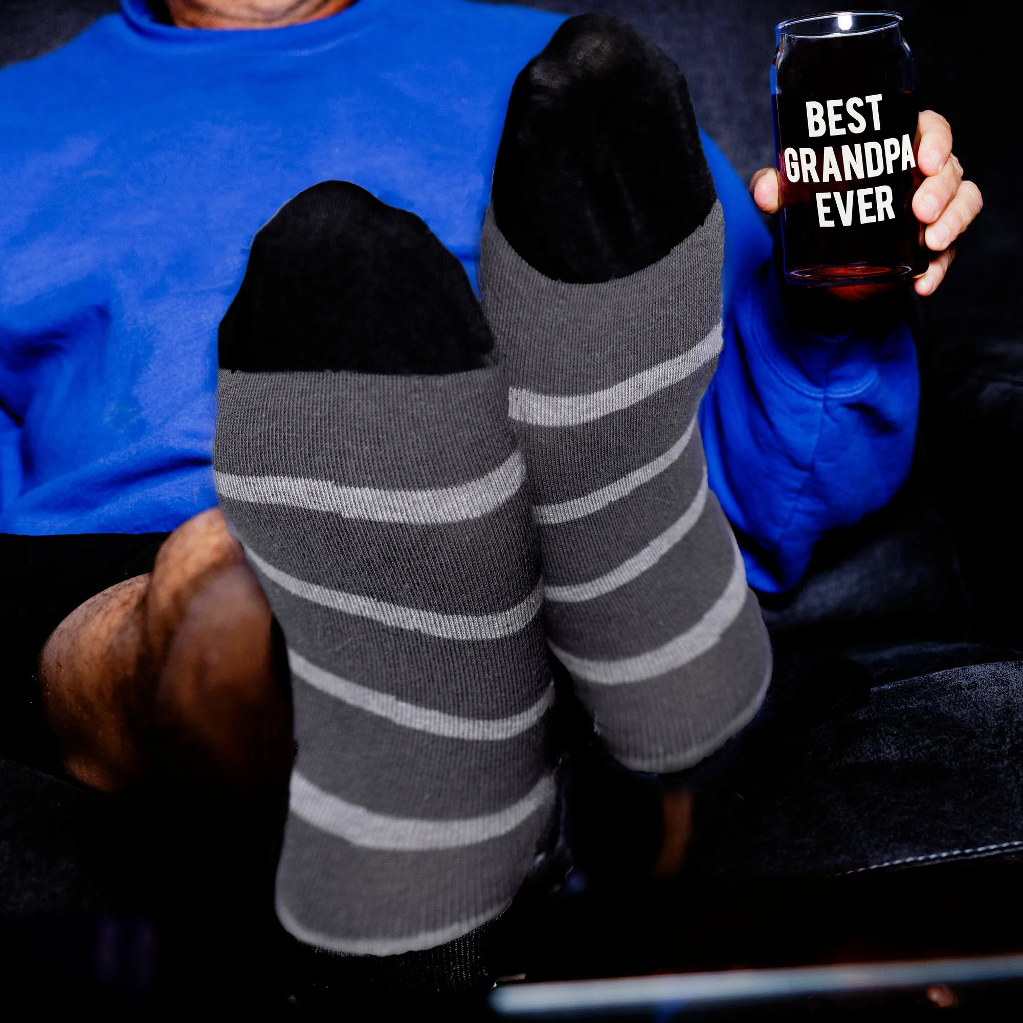 Best Grandpa 16 oz Beer Can Glass and Sock Set