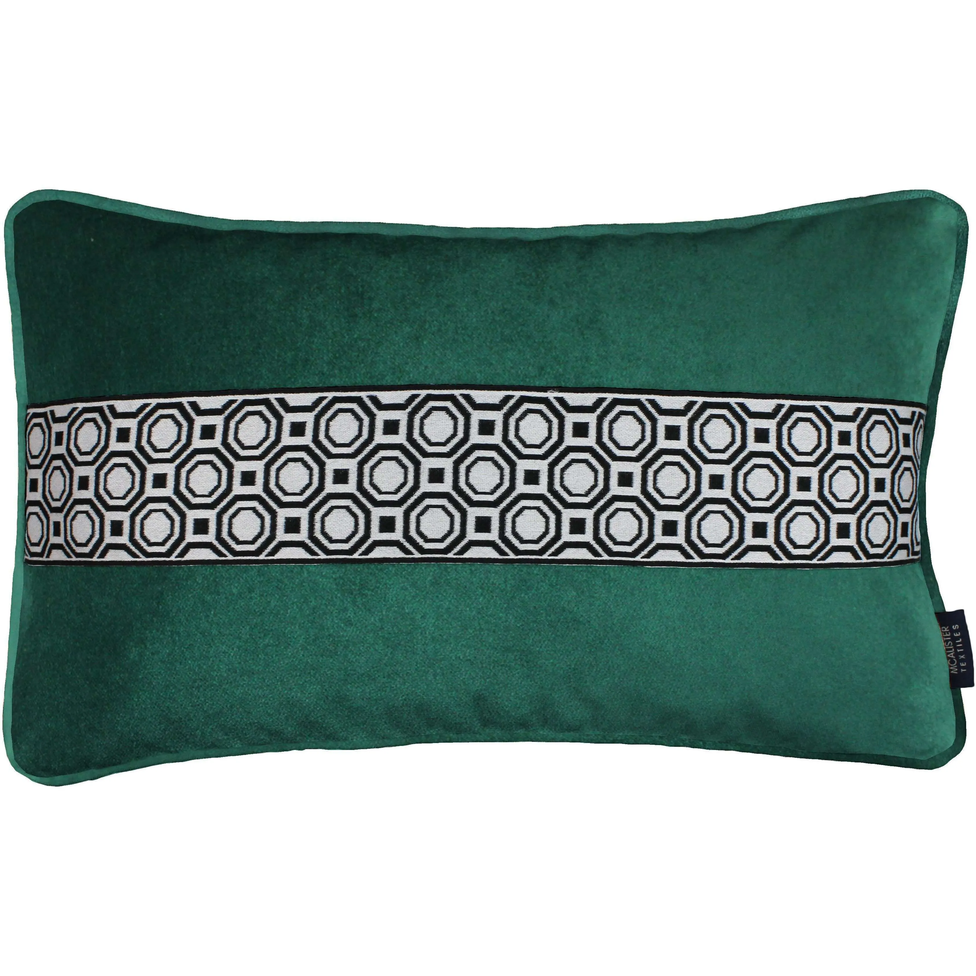 Cancun Striped Emerald Green Velvet Pillow