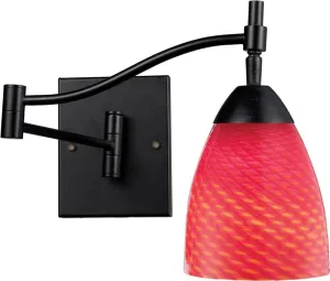 Celina 1 Light Swingarm In Dark Rust and Scarlet Red Glass