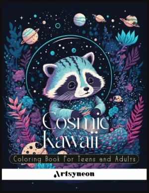 Cosmic Kawaii Coloring Book for Teens and Adults