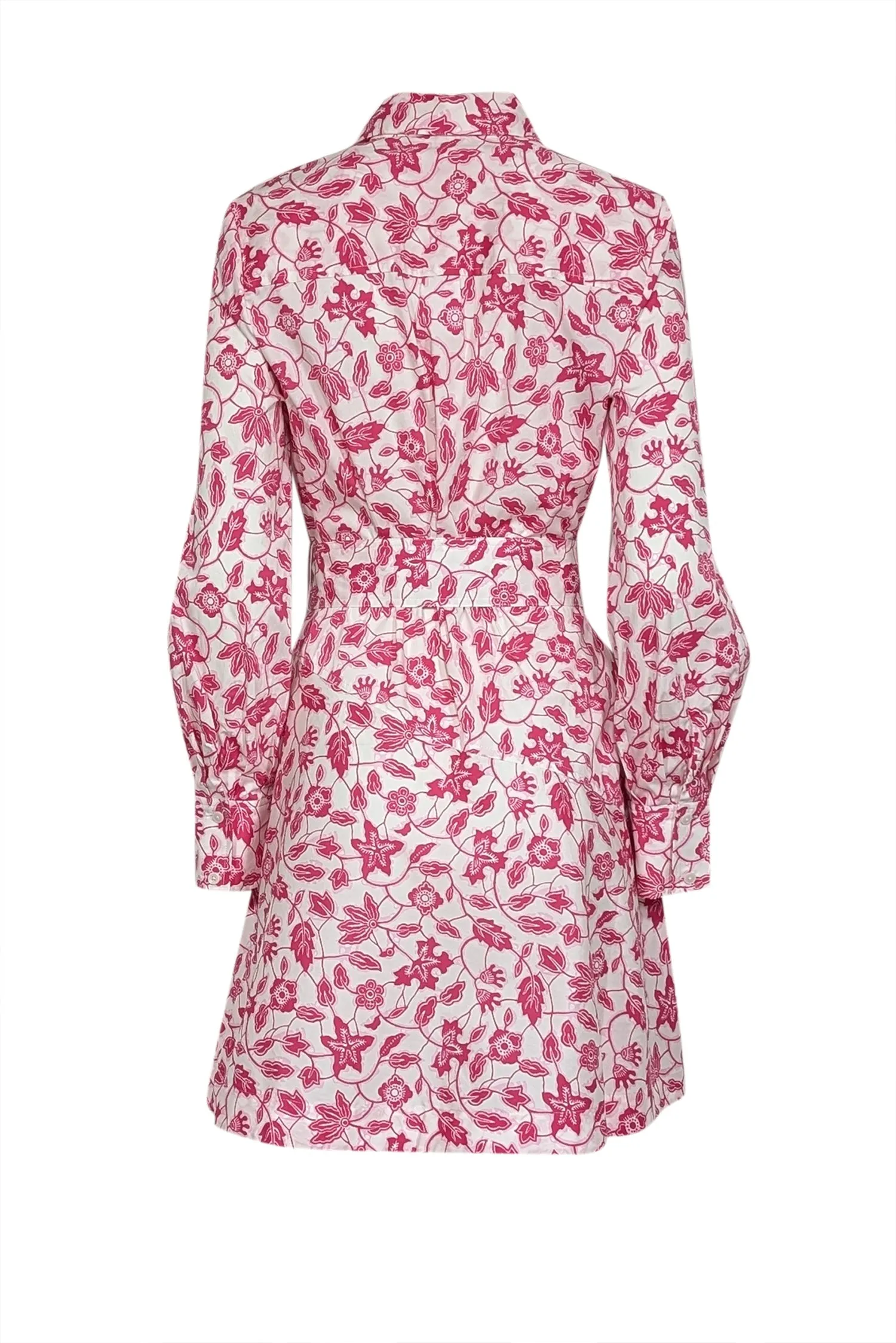 Derek Lam - White, Magenta, & Pink Floral Print Poplin Belted Shirtdress Sz 8