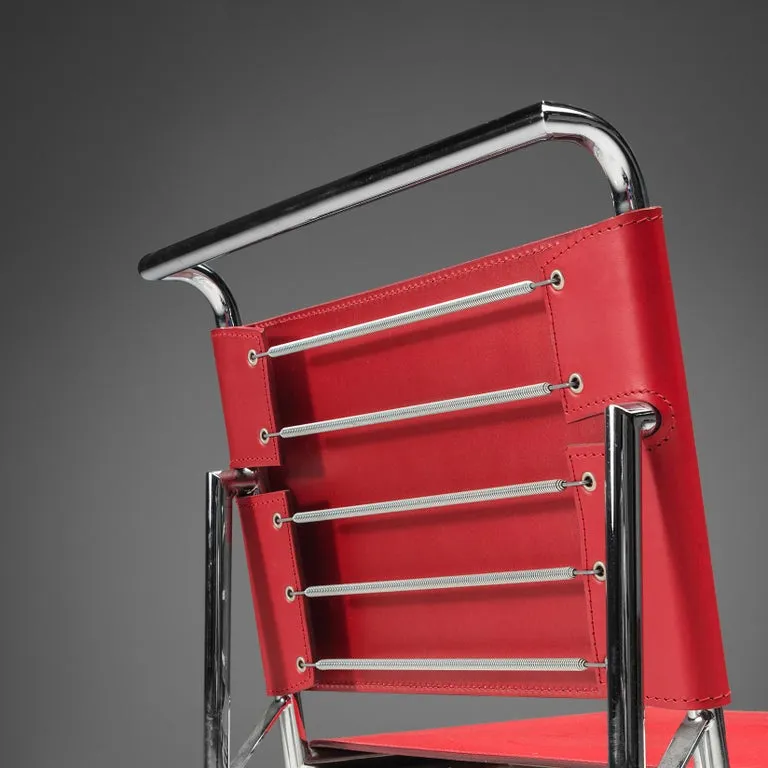 Eileen Gray Pair of 'Roquebrune' Dining Chairs in Red Leather