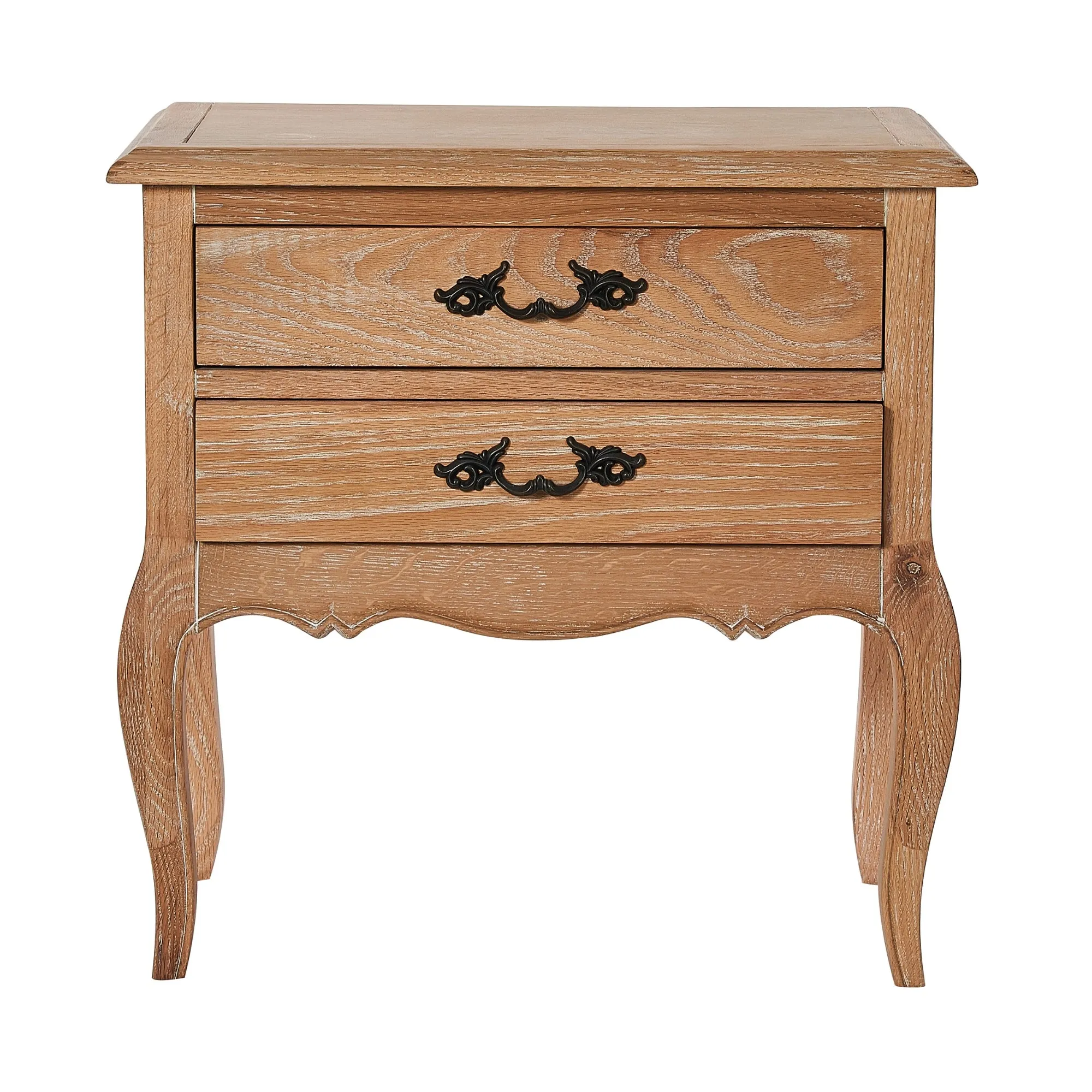 French Provincial King Bed Suite w/ Rattan, Oak - 4pc