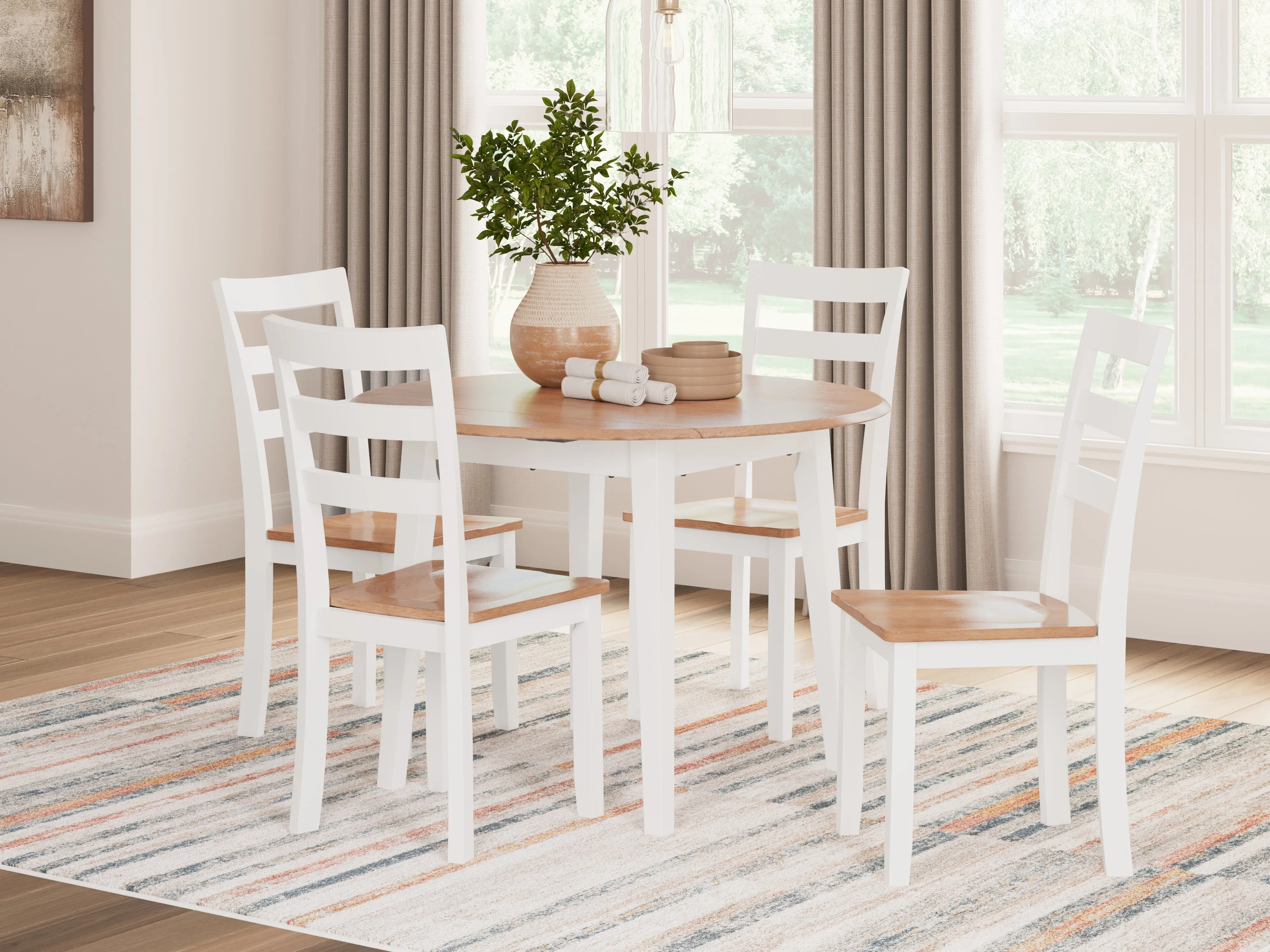 Gesthaven Dining Table and 4 Chairs in Natural/White
