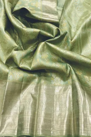 Green Handloom Kanjeevaram Silk Saree - Elegant Luxury