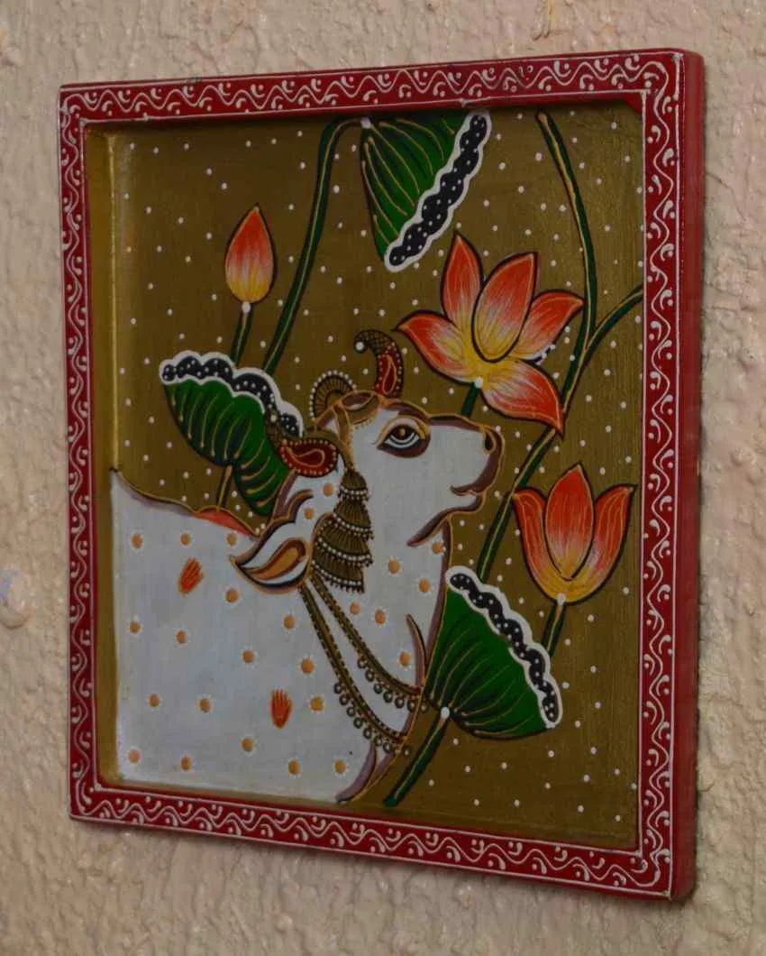 Hand Painted Cow Art Square Wall Decorative