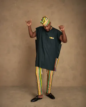 Hand-painted Male Danshiki and Aso Oke Pant Set