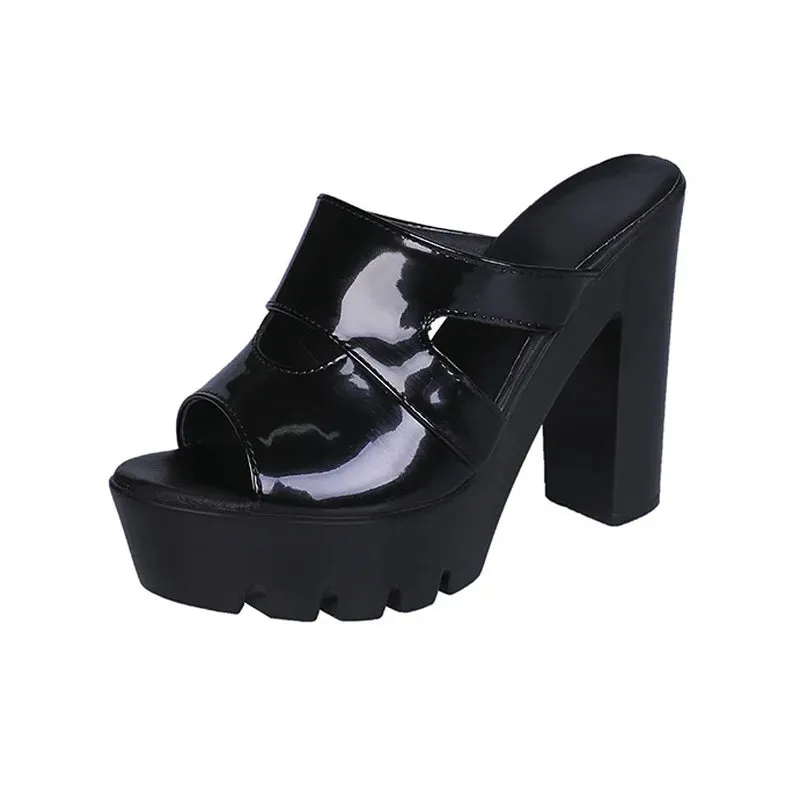 Hnzxzm Slippers Women's Wear Summer New Fish Mouth All-match Casual Waterproof Platform Thick High-heeled Thick-heeled Sandals Red