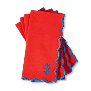 Icon Linen Napkins 4pc Set - Cherry/Peacock
