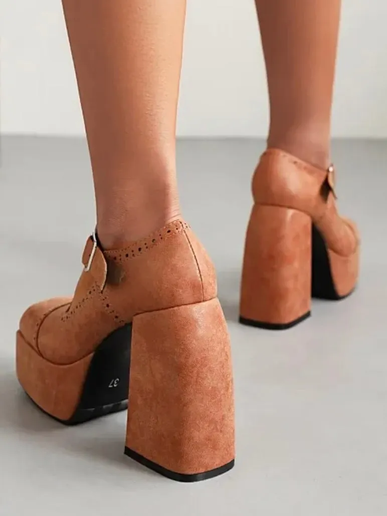 Modern British buckled loafers high heels platform