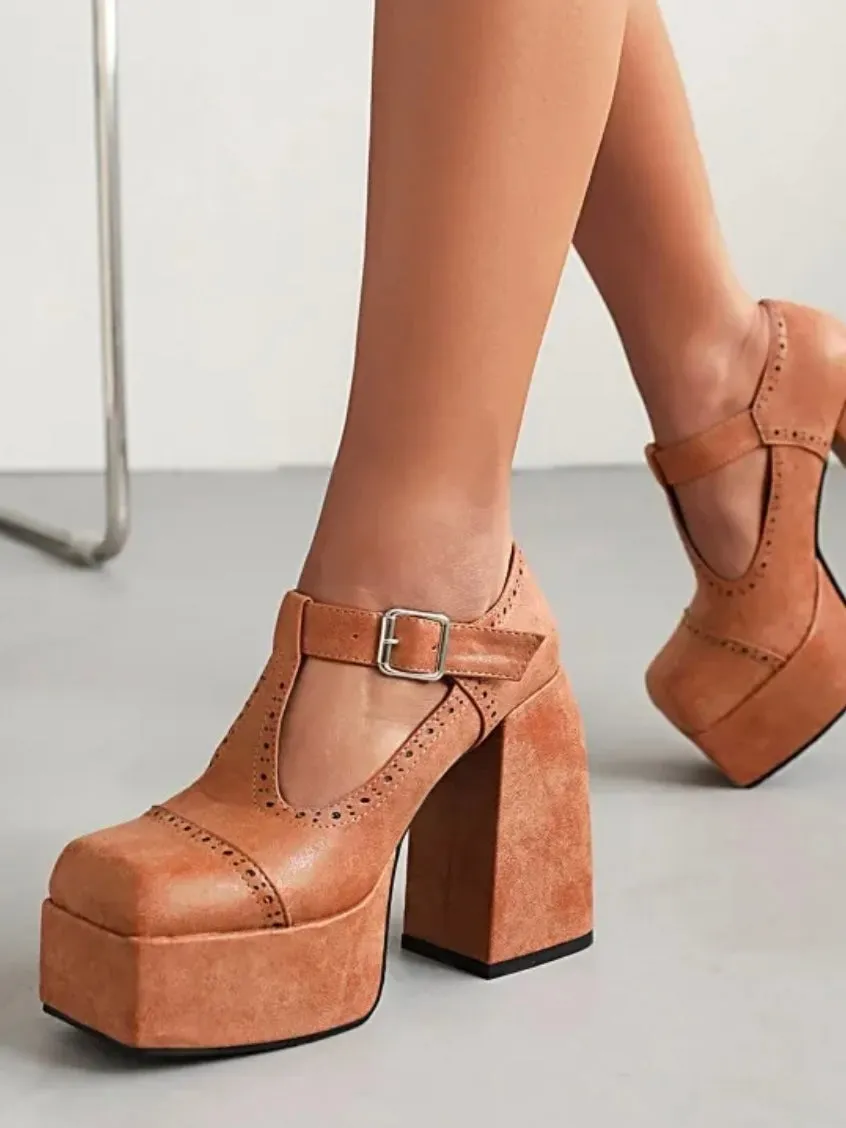 Modern British buckled loafers high heels platform