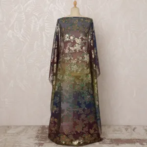 Multicolor Gradient Somali Silk (Fransawi) Chiffon Dirac Fabric with Metallic Lurex, 3.5 Meters, 140 cm Width-D20887