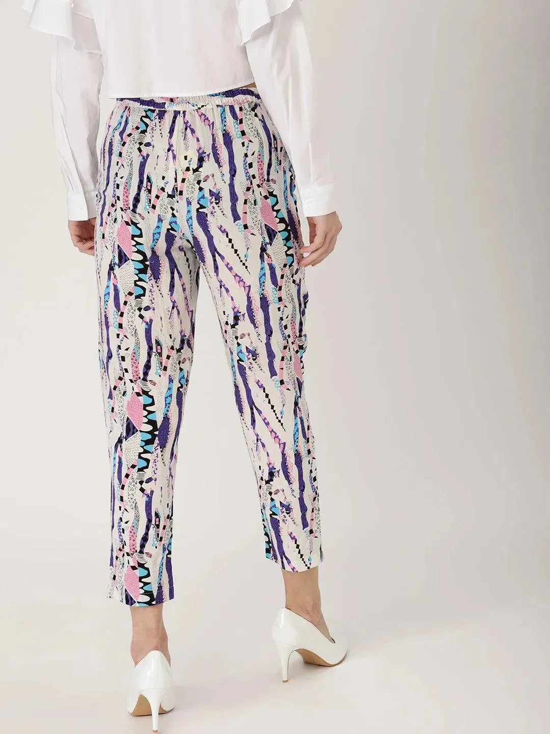 Multicoloured Abstract Rayon Trousers