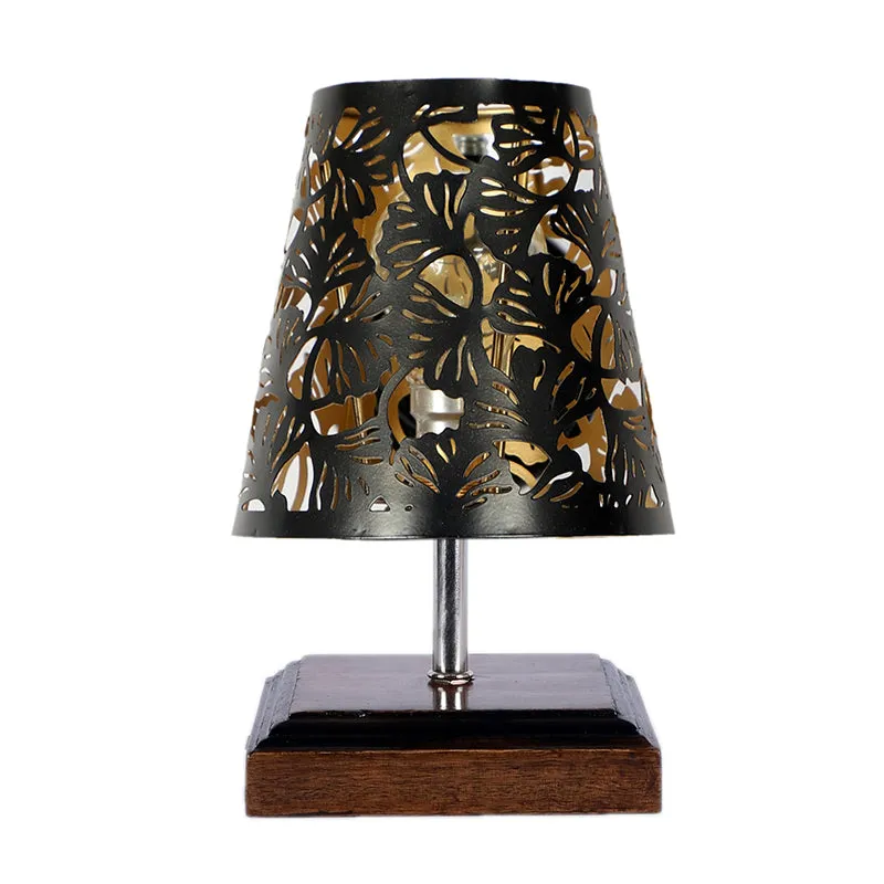 Niksha Etched Flora  Table Lamp  - Black
