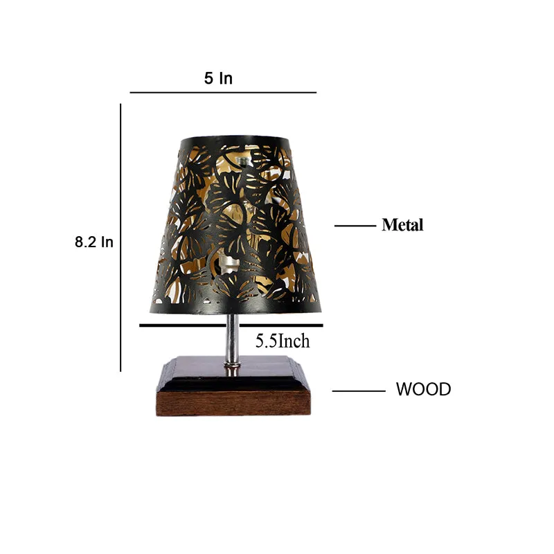 Niksha Etched Flora  Table Lamp  - Black