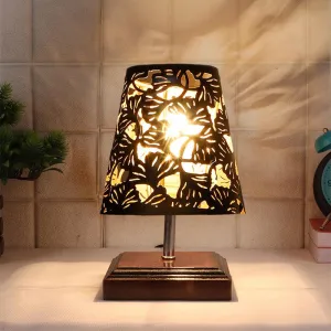 Niksha Etched Flora  Table Lamp  - Black