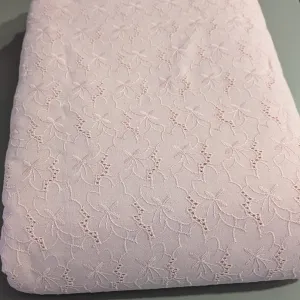 Peach Color Floral Hand Dyed Cotton Embroidered Fabric