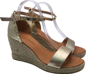 Russell & Bromley Metallic Gold Leather Wedge Sandals EU 41 UK 8