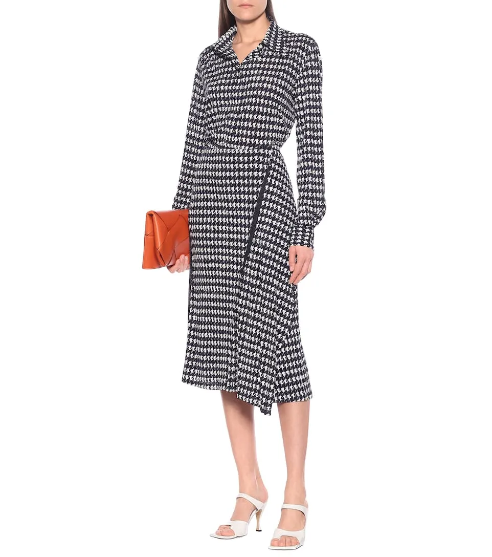 S-7409W DESIGNER HOUNDSTOOTH PRINT SILK VISCOSE. ITALY