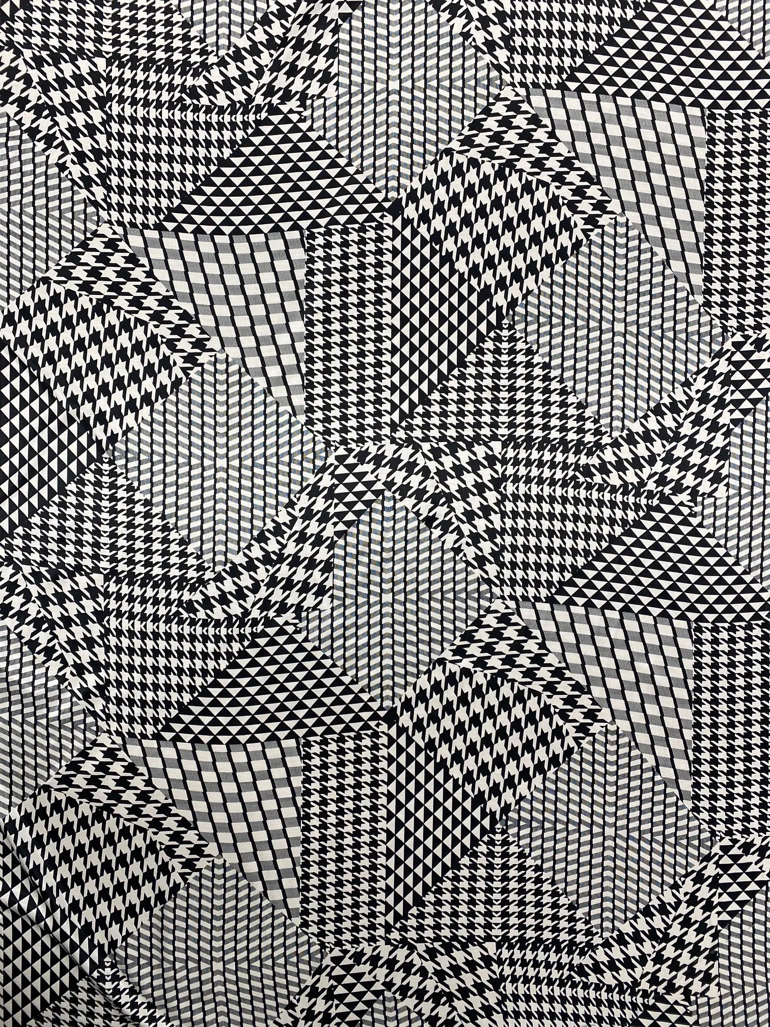 S-7409W DESIGNER HOUNDSTOOTH PRINT SILK VISCOSE. ITALY