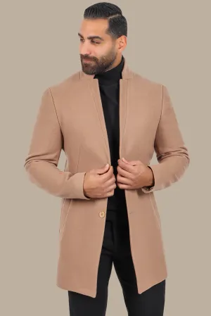 Timeless Beige Chic: The Classic Coat Col Mao in Neutral Elegance