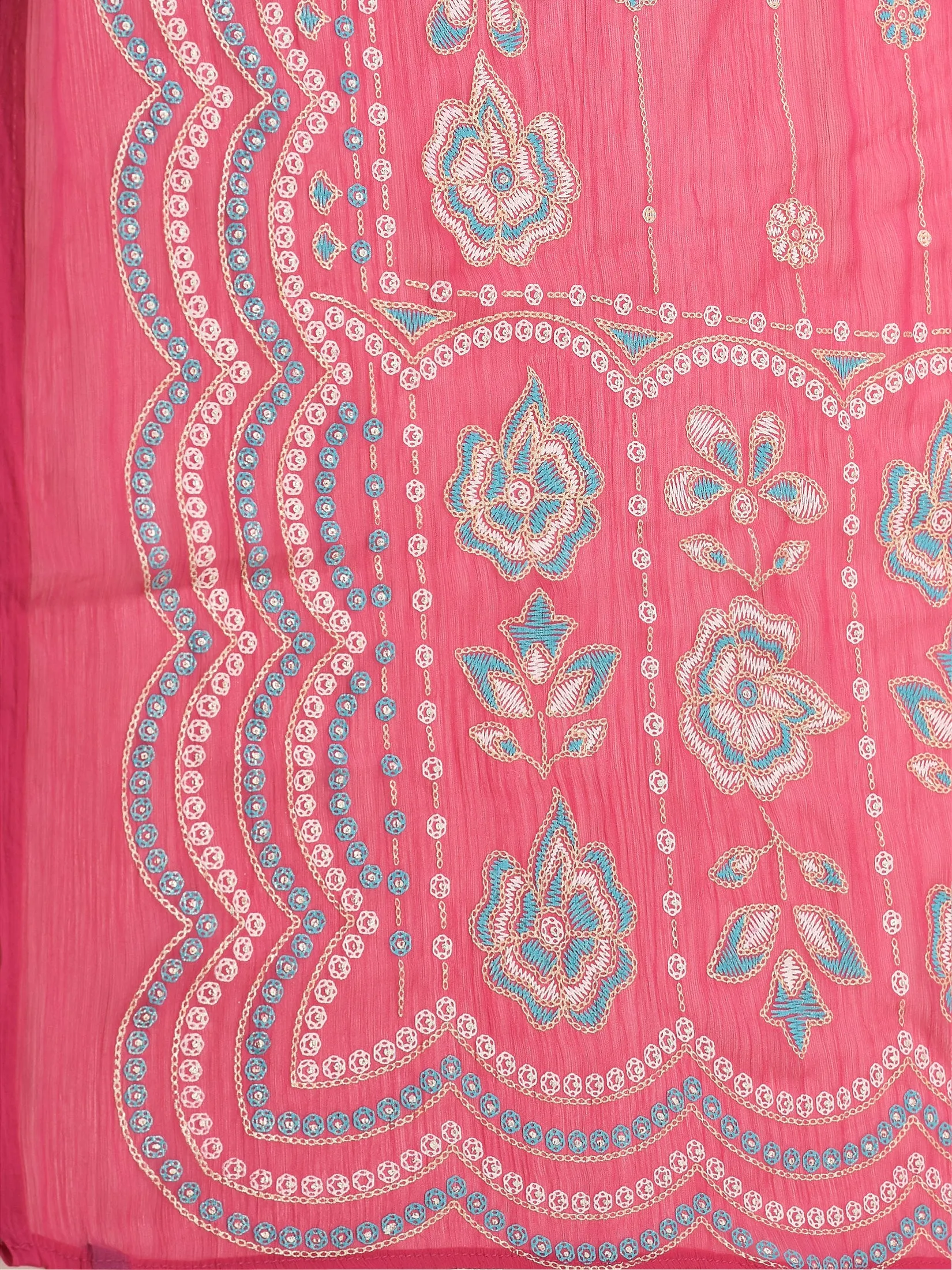 Women Silk Fuchsia Floral Print Kurta Comfort Pant Dupatta