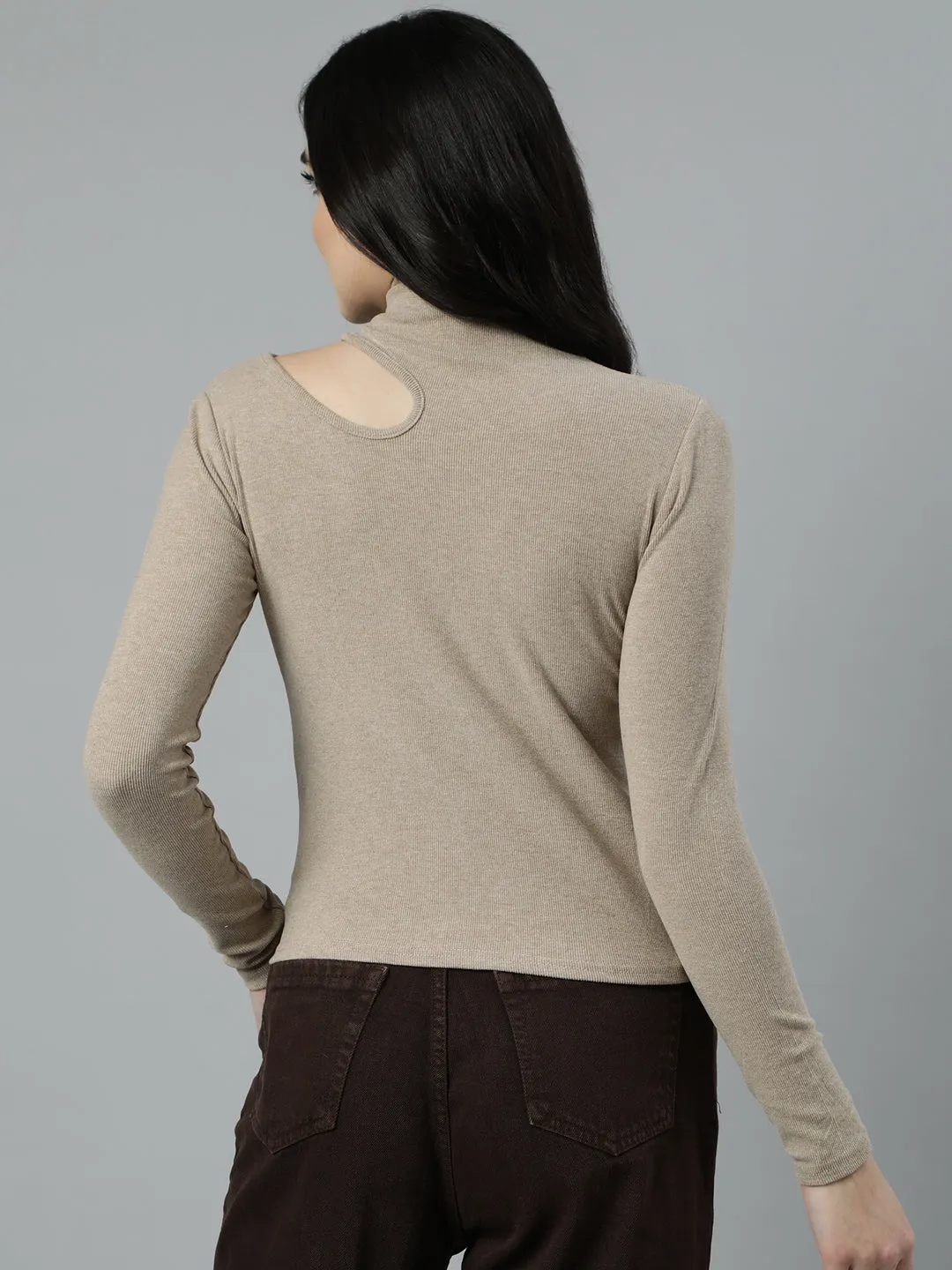 Women Solid Beige Top
