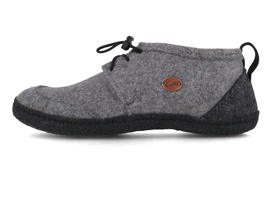 WoolFit Men Women Barefoot Slippers 'Nomad', light gray black