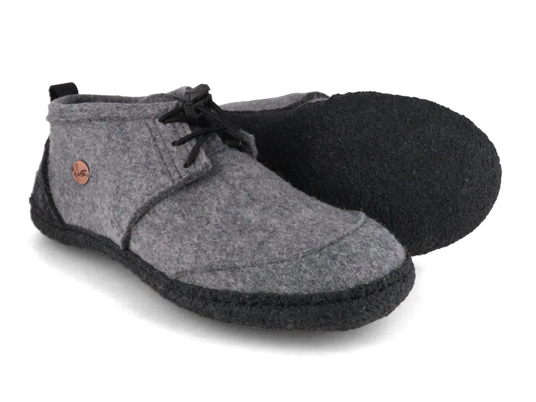 WoolFit Men Women Barefoot Slippers 'Nomad', light gray black